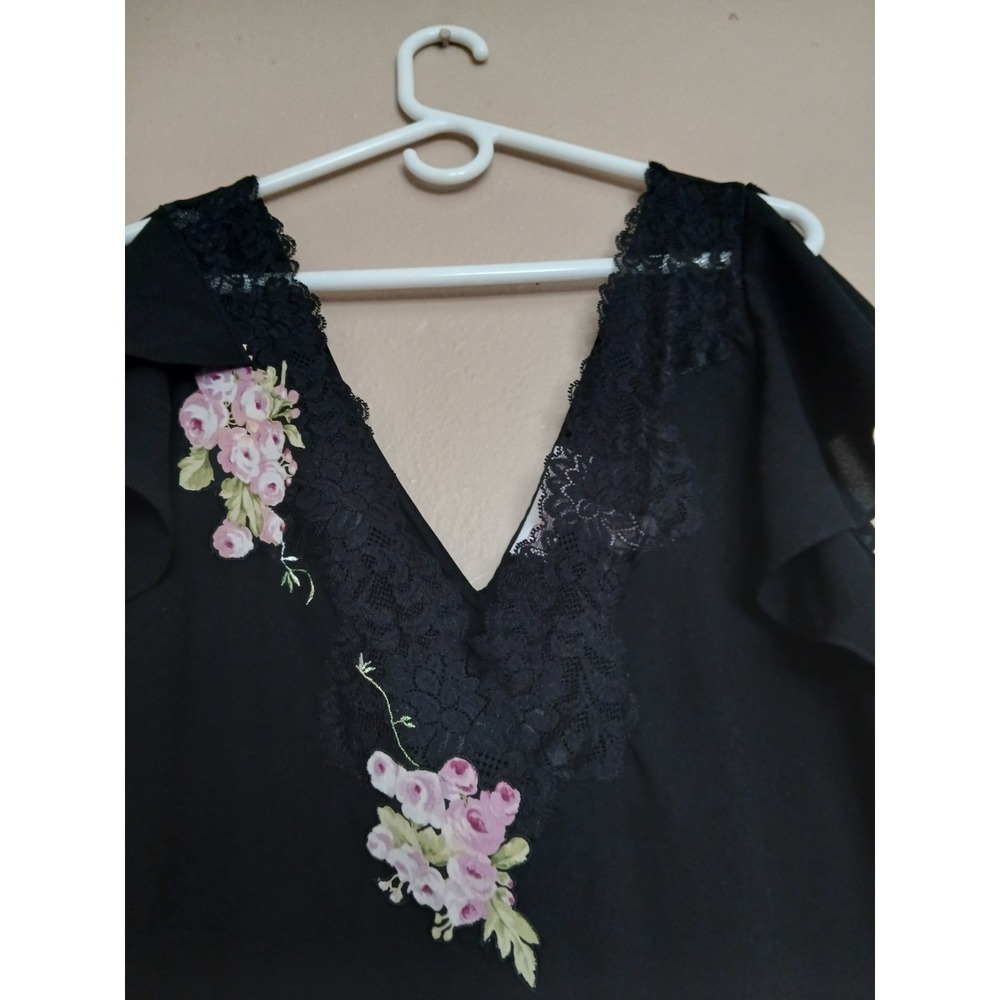 Oscar De La Renta Slip Dress XL Chiffon Floral Lace Maxi Nightgown Lingerie VTG - Picture 13 of 14